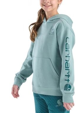 Kids Carhartt Graphic Fleece Hoodie Small Patina Green